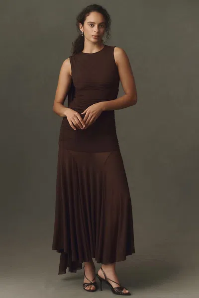 Bardot Alverie Mesh Maxi Dress In Burgundy