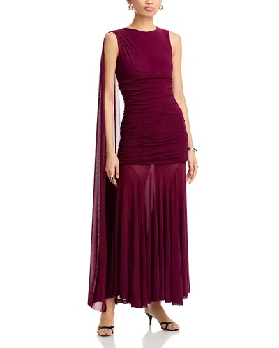 Bardot Alverie Mesh Maxi Dress In Burgundy