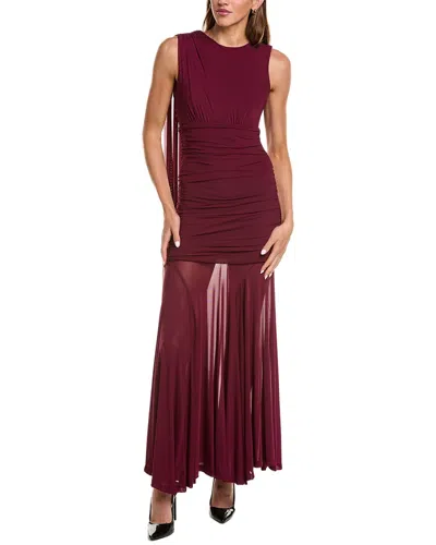 Bardot Alverie Mesh Maxi Dress In Burgundy