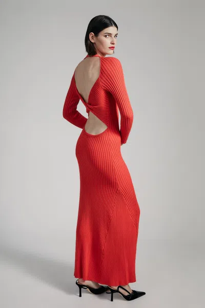 Bardot Amaro Maxi Knit Dress In Fire Red