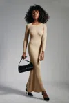 Bardot Amaro Long Sleeve Knit Dress In Soft Camel