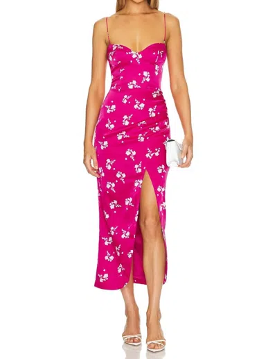 Bardot Amika Midi Dress In Hot Pink Floral
