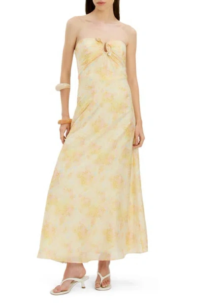 Bardot Amina Strapless Maxi Dress In Yellow