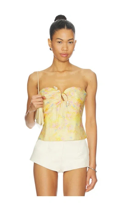 Bardot Amina Strapless Top In Yellow