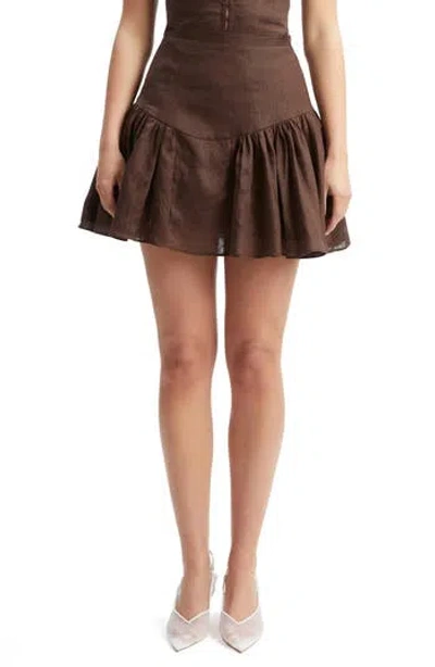 Bardot Amorette Linen Miniskirt In Chocolate
