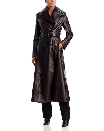 Bardot Andors Faux Croc Leather Coat In Black