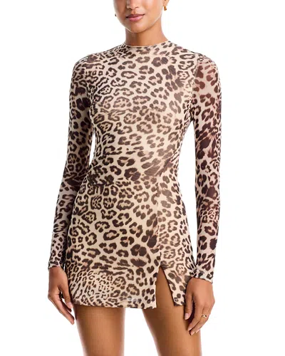 Bardot Andrie Long Sleeve Mini Dress In Animal Print