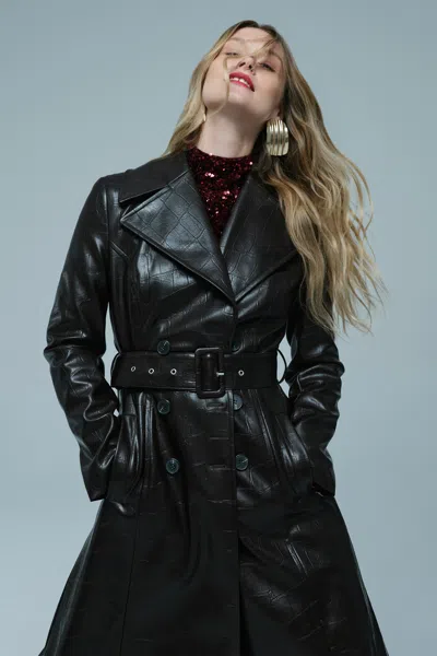 Bardot Andros Vegan Croc Leather Coat In Purple