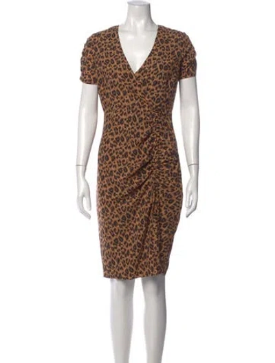 Pre-owned Bardot Animal Print Knee-length Dress In Brown