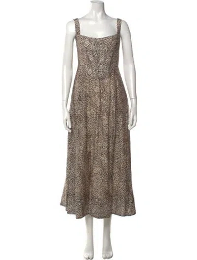 Pre-owned Bardot Animal Print Long Dress In Multi