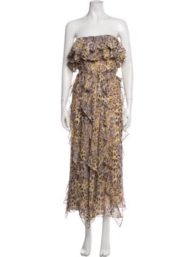 Pre-owned Bardot Animal Print Long Dress In Multi