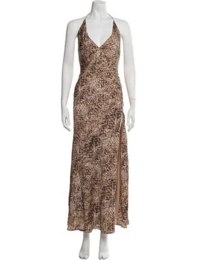 Pre-owned Bardot Animal Print Long Dress W/ Tags In Brown