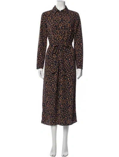 Pre-owned Bardot Animal Print Midi Length Dress In Blue