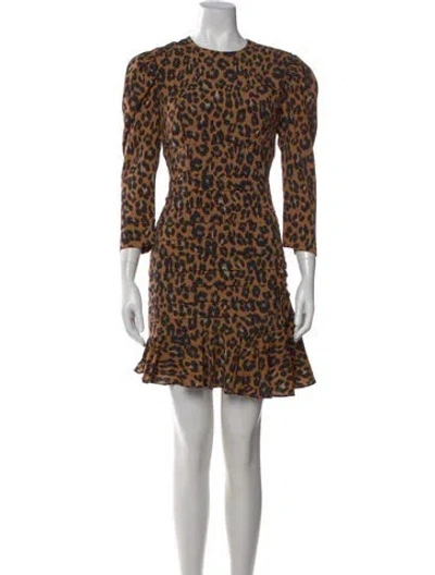 Pre-owned Bardot Animal Print Mini Dress In Brown