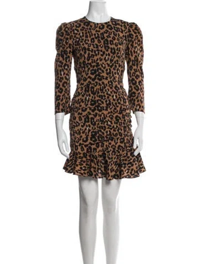 Pre-owned Bardot Animal Print Mini Dress In Brown