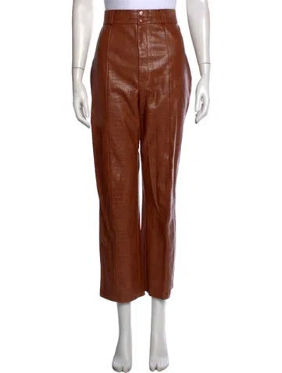 Pre-owned Bardot Animal Print Straight Leg Pants In Orange