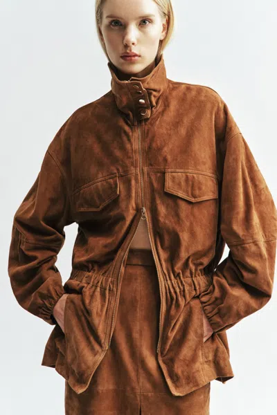 Bardot Anja Genuine Suede Jacket In Brown