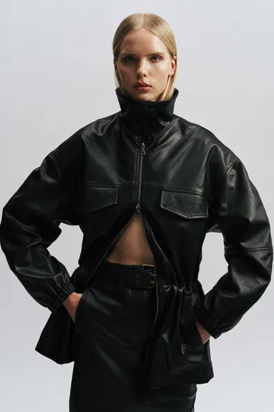 Bardot Anja Vegan Leather Jacket In Black
