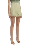 Bardot Anna High Waist Shorts In Pale Khaki