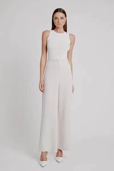 Bardot Anna Mid Waist Tailored Pant In Orchid Whi