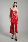 Bardot Antigone Sequin Midi Dress In Deep Red