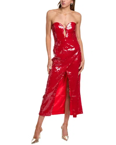 Bardot Antigone Sequin Midi Dress In Red