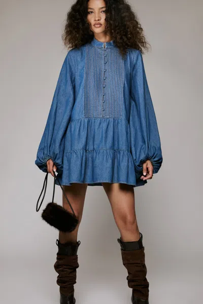 Bardot Antonia Chambray Mini Dress In Blue