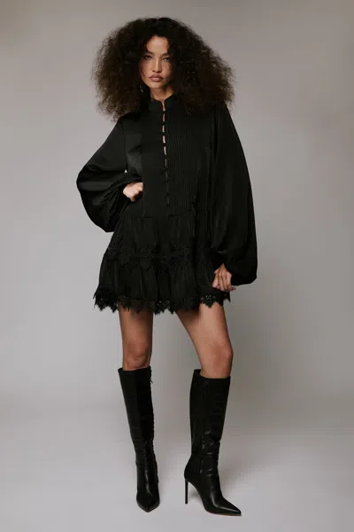 Bardot Antonia Lace Trim Mini Dress In Black