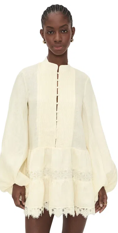 Bardot Antonia Lace Trim Mini Dress Eggnog In Neutral
