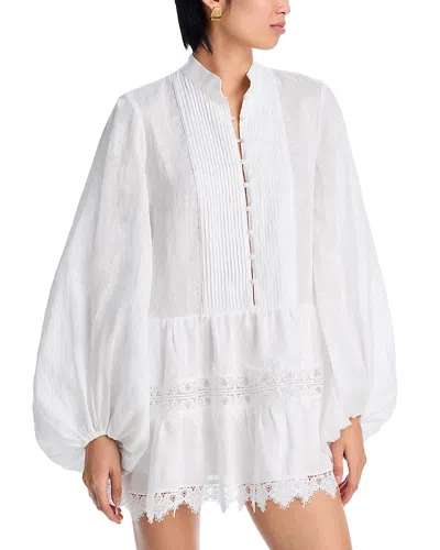 Bardot Antonia Lace Trim Mini Dress In Orchid White