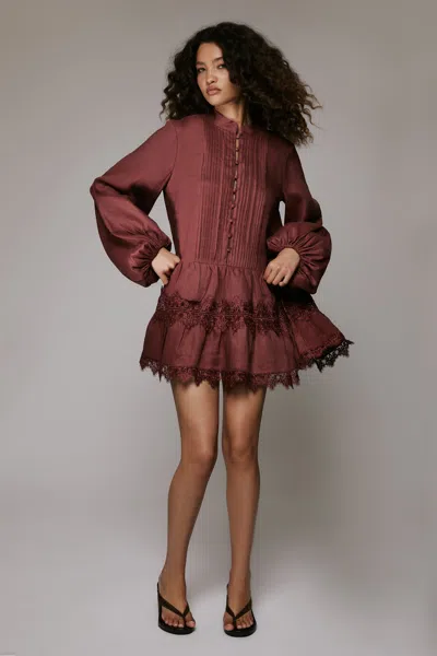 Bardot Antonia Lace Trim Mini Dress In Pink