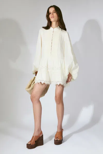 Bardot Antonia Lace Trim Mini Dress In White