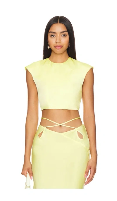 Bardot Anya Satin Crop Top In Canary Ylw