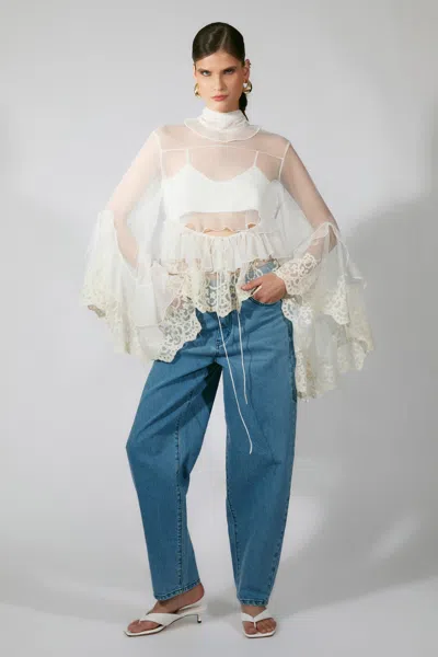 Bardot Anyssa Lace Edge Ruffe Blouse In Multi