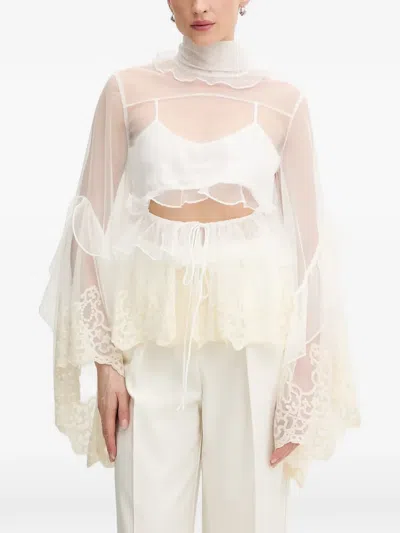 Bardot Anyssa Lace-trimmed Ruffled Top In White