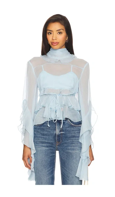 Bardot Anyssa Ruffle Blouse In Blue