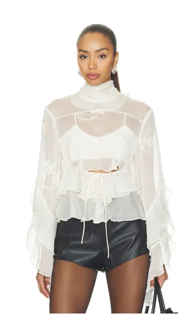 Bardot Anyssa Ruffle Blouse In White