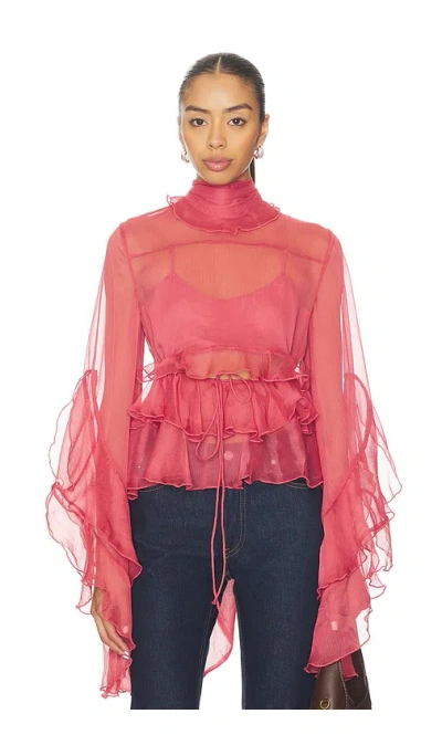 Bardot Anyssa Ruffle Blouse In Pink