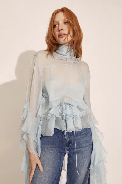 Bardot Anyssa Ruffle Blouse In Soft Blue