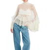 Bardot Anyssa Lace Edge Ruffle Trim Blouse In White