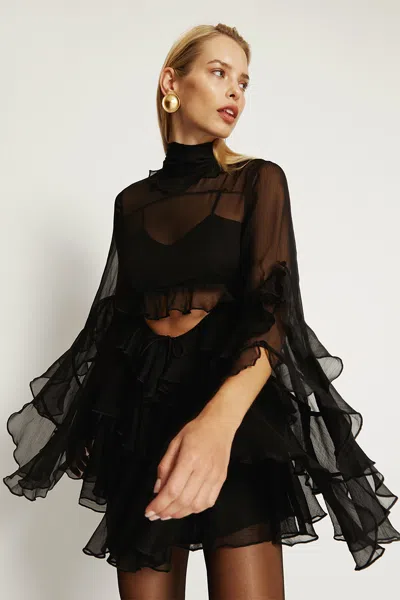 Bardot Anyssa Ruffle Mini Dress In Black
