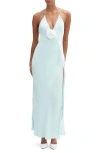 Bardot Aradia Rosette Plunge Halter Gown In Blue
