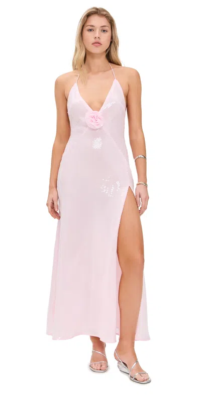 Bardot Sequin Corsage Halterneck Maxi Dress In Pink