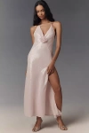 Bardot Aradia Rosette Sequin Plunge Halter Gown In Pink