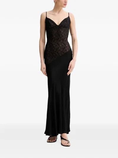 Bardot Aralia Lace-panelled Spaghetti-strap Maxi Dress In Black