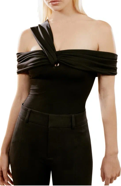 Bardot Arie One-shoulder Jersey Bodysuit In Black