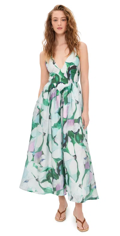 Bardot Arletha Halter Maxi Dress Green Flo In Blue