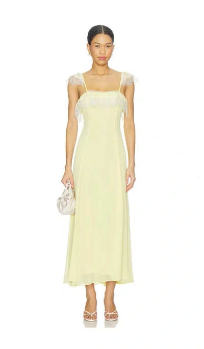 Bardot Arlia Lace Trim Maxi Dress In Yellow