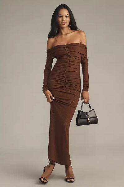 Bardot Artura Diamante Maxi Dress In Brown | ModeSens
