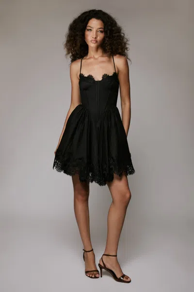 Bardot Ashta Lace Detail Mini Dress With Corset Detail In Black